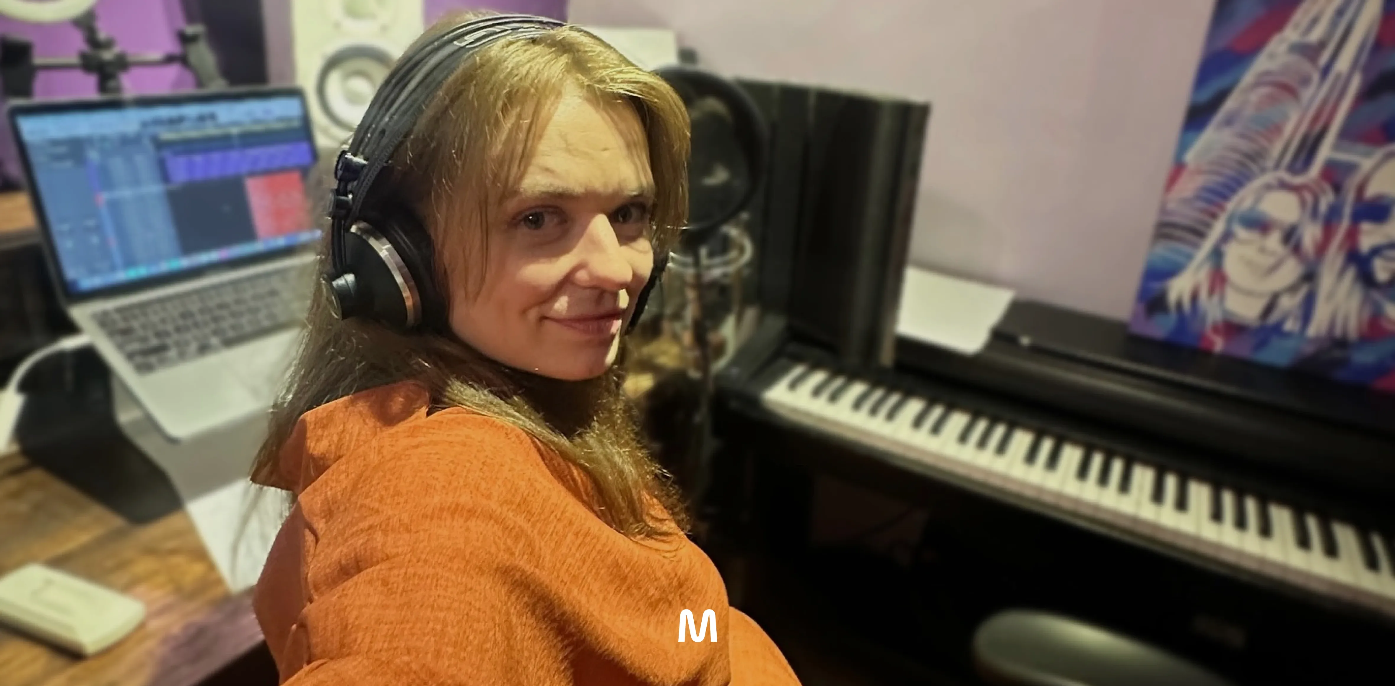 Ally Rozario in her studio preparing for a remote recording session with Musiversal
